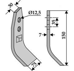 Lame pour broyeur 150 x 7 mm GYRO 12170100 adaptable  - BlackSteel©