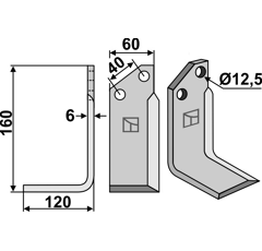 Lame gauche pour Fraise/Rotavator TORTELLA 2985556 adaptable - 