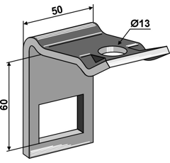 Bride de fixation pour dent 40 x 40 mm adaptable