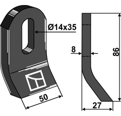 Fléau pour broyeur 86x50mm PALLADINO  adaptable - Blacksteel©
