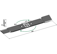 Couteau droit pour faucheur 640mm RÖLL adaptable - Blacksteel©