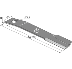 Schlegelmesser links 635 x 100 x 12 mm für Mulcher SCHULTE H401-026 - Nachbau