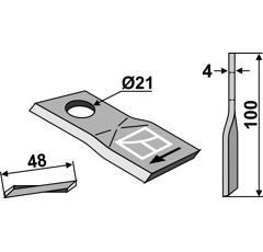 Cuchilla rotativa derecha para segadora PÖTTINGER 434978 adaptable - BlackSteel©