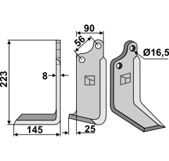 Lame gauche pour Fraise/Rotavator MASCHIO/GASPARDO 24100405 adaptable -