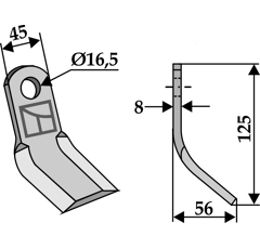 Couteau Y pour broyeur KUHN J1891018 adaptable - Blacksteel©