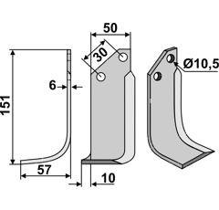 Fräsmesser Links 151 x 50 Badalini BAD36L Nachbau