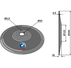Disque lisse Ø340x2,5 mm pour semoir LEMKEN 3490006 adaptable - Blacksteel©