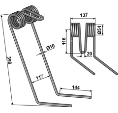 Griffe Ø10mm droite pour semoir SULKY 981421 adaptable - Blacksteel©