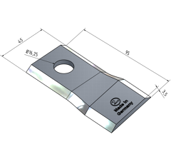 KM-Klinge rechts 95x45x3.5 mm LochØ: 16 25 mm 766727N New Holland Nachbau 