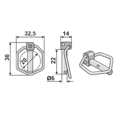 Goupille clip pour herse rotative AMAZONE 0808311 adaptable