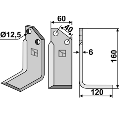 Lame droite pour Fraise/Rotavator TORTELLA 2985554 adaptable -