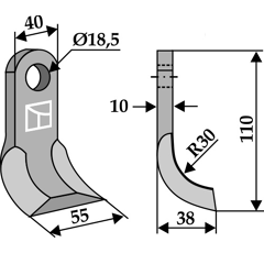 Couteau-Y pour broyeur 110x40mm DRAGONE adaptable - Blacksteel©