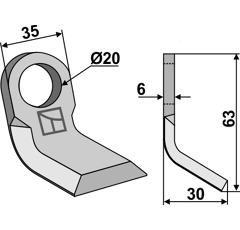 Fléau 63 mm pour broyeur DOPPSTADT 127040106 adaptable