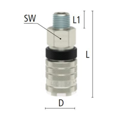 Druckluft-Sicherheitskupplung  7,8 mit AG 1/4" Lüdecke 