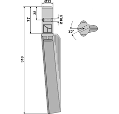 Kreiseleggenzinken rechts Breviglieri 310mm 32070S Nachbau