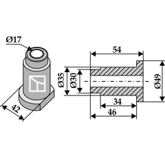 Buchse 54x17 für Häcksler SZOLNOKI – Nachbau  