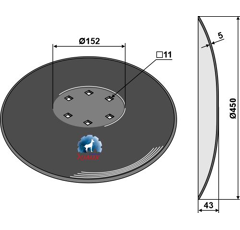 Disco cóncavo liso Ø 460 mm para rastrojador KUHN H2203660 - BlackSteel©