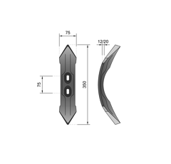 Soc de cultivateur réversible 75 x 12/20 mm adaptable