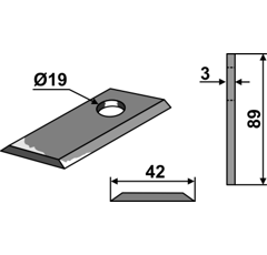KM-Klingen, glatt 89x42x3LochØ: 19 mm 80251 Farendlöse Nachbau 