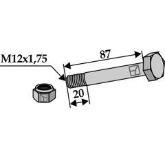 Boulon M12x1,75 x 87 pour broyeur adaptable - Blacksteel©