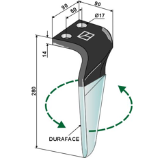 Dent gauche DURAFACE pour herse rotative MASCHIO GASPARDO 38100223 adaptable - Blacksteel©