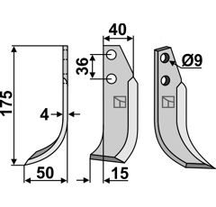 Fräsmesser 175x40mm, links - KB-001-006 | Tielbürger - Nachbau