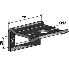 Bride de fixation dent 70 x 8 mm adaptable BlackSteel©