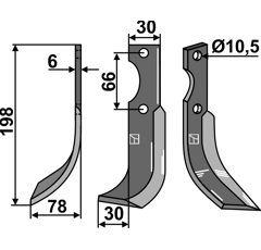 Lame gauche 198 x 30 x 78 x 6 mm pour fraise FERRARI adaptable