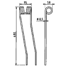 Schwaderzinken links für Heuwender CASE IH - MC CORMICK 436015 - Nachbau