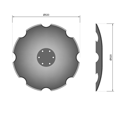 Disque crénelé ∅520x5 pour déchaumeur BEDNAR KM060304 adaptable