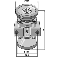Palier complet pour arbre carré 40 x 40 mm - 280 mm adaptable