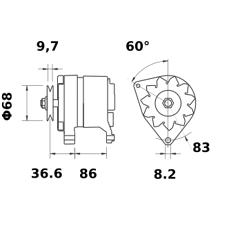 Alternateur MAHLE LETRIKA 14 V - 55 A / MG 426
