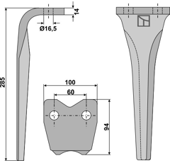 Dent pour herse rotative PEGORARO 0088555 adaptable - Blacksteel©