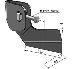 Buteur droit 90 mm pour bineuse adaptable - BlackSteel©