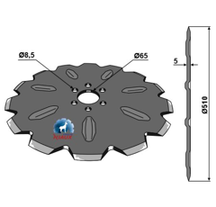 Coutre circulaire pour charrue RABE 7209.01.02 adaptable - Blacksteel©