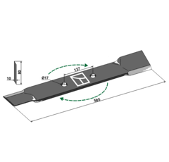 Couteau droit pour broyeur RÖLL 690622 adaptable