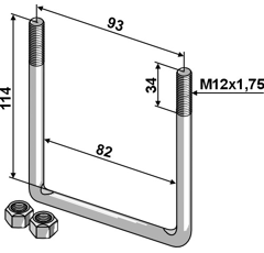 Bügelschraube M12 x 1,75 / 114 mm Nachbau
