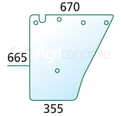Vitre de porte D/G pour machine agricole FENDT 205810030650 adaptable