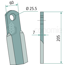 Couteau droit pour broyeur SEKO 333 005 adaptable 