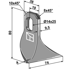 Fléau pour broyeur 80x38mm JOHN DEERE  adaptable - Blacksteel©