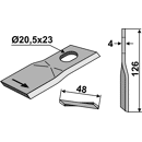 KM-Klinge rechts 126x48x4 LochØ: 20,5x23 mm 80139 Kuhn / Agram / Kverneland / Taarup Nachbau 