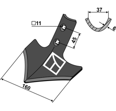 Soc triangulaire pour cultivateur VADERSTAD 212385 adaptable - Blacksteel©