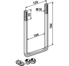 Boulon étrier M16 x 210 mm adaptable - BlackSteel©