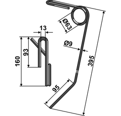 Griffe Ø9mm pour semoir MASCHIO / GASPARDO G18903640R adaptable - Blacksteel©