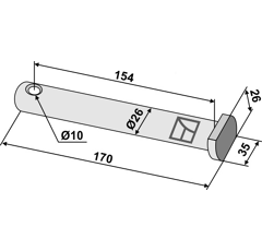 Piton 170x26 pour broyeur MULAG adaptable - Blacksteel©