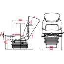 Siège pneumatique avec sellerie velours gris 110 mm adaptable