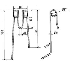 Dent gauche pour faneuse LELY 4101500580 adaptable