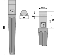 Dent Tige 38 mm pour herse rotative VIGOLO adaptable - Blacksteel©