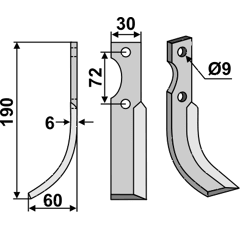 Fräsmesser Links 190 x 30 Hako Nachbau
