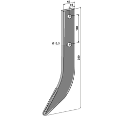 Fräshaken für Reihenfräse, mit Hartmetall-Schutzschicht GRU121 Baselier Nachbau